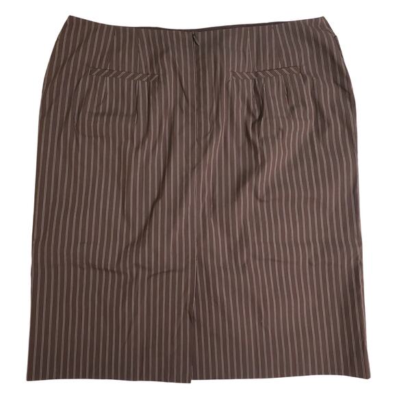 Talbots Pinstripe Brown & White Tailored Pencil Skirt Sz 14 NWT Preppy Corpcore - Picture 2 of 12
